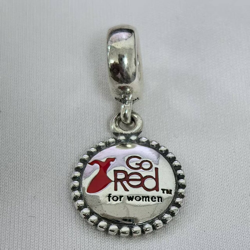 Pandora American Heart Association Go Red for Women Charm, S925 Silver Jewelry